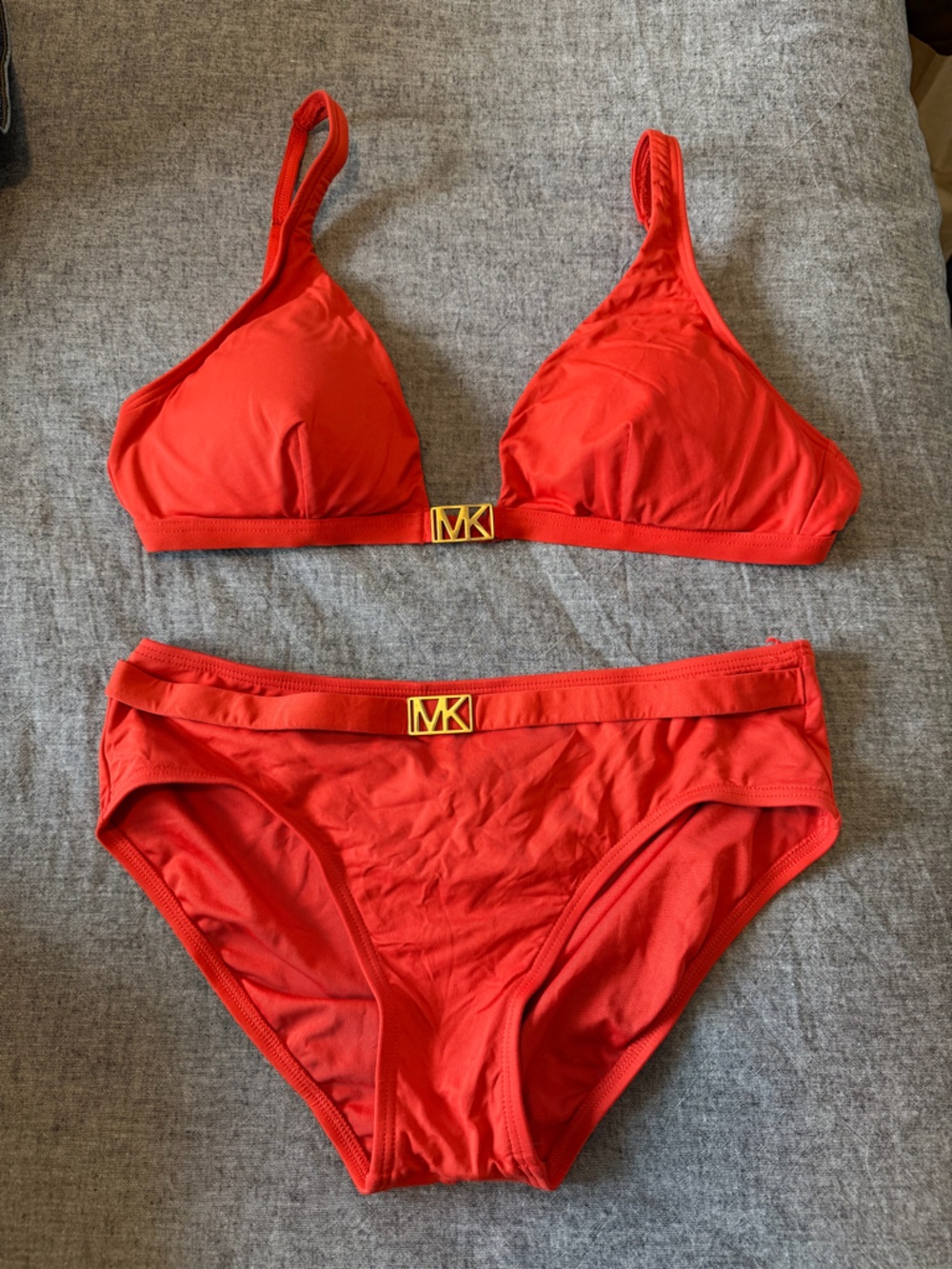 Michael Kors Orange Red Bikini with Gold Logo Tag